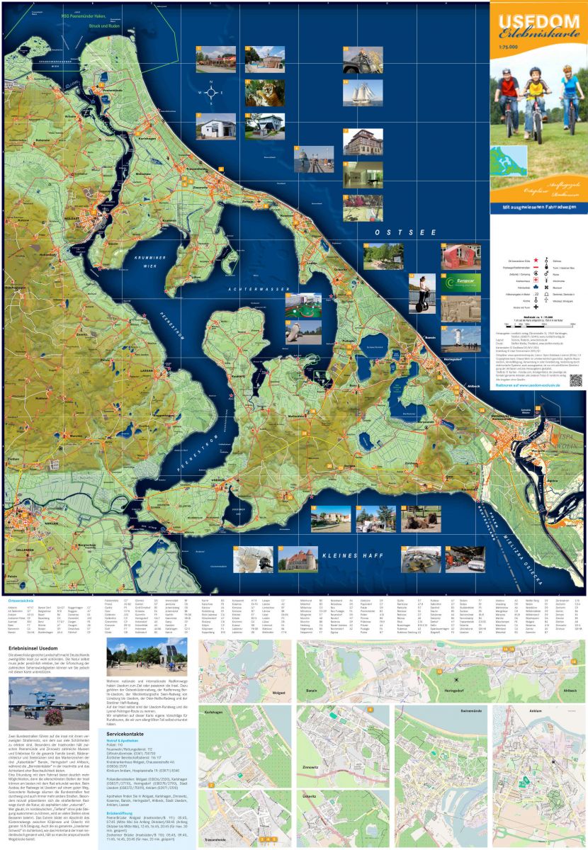 Erlebniskarte Insel Usedom - Karte + Ortspläne